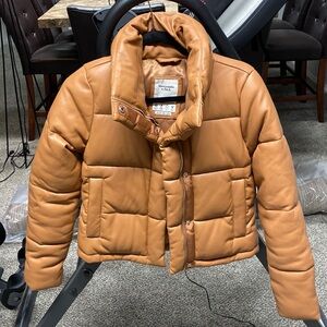 Abercrombie & Fitch Vegan Leather Puffer Jacket